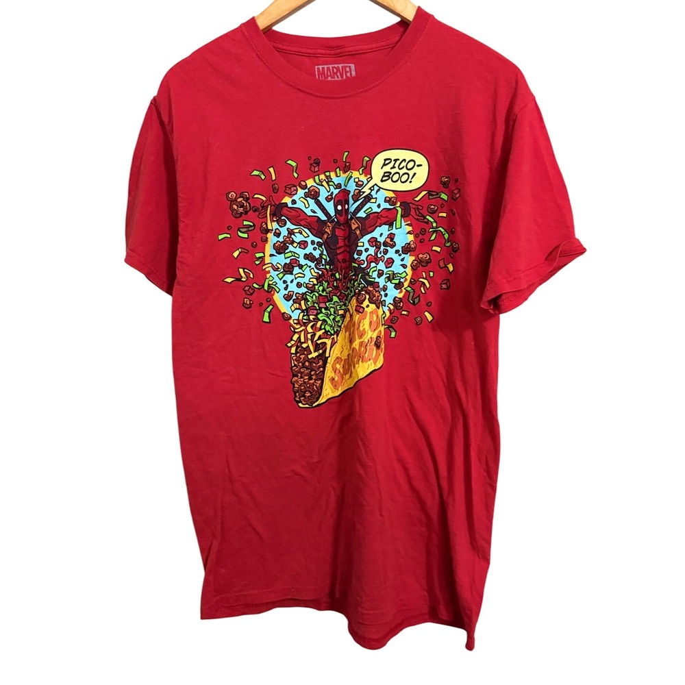 Marvel‎ Loot Crate T Shirt Mens Medium Red Taco Deadpool Pico Boo Graphic Tee